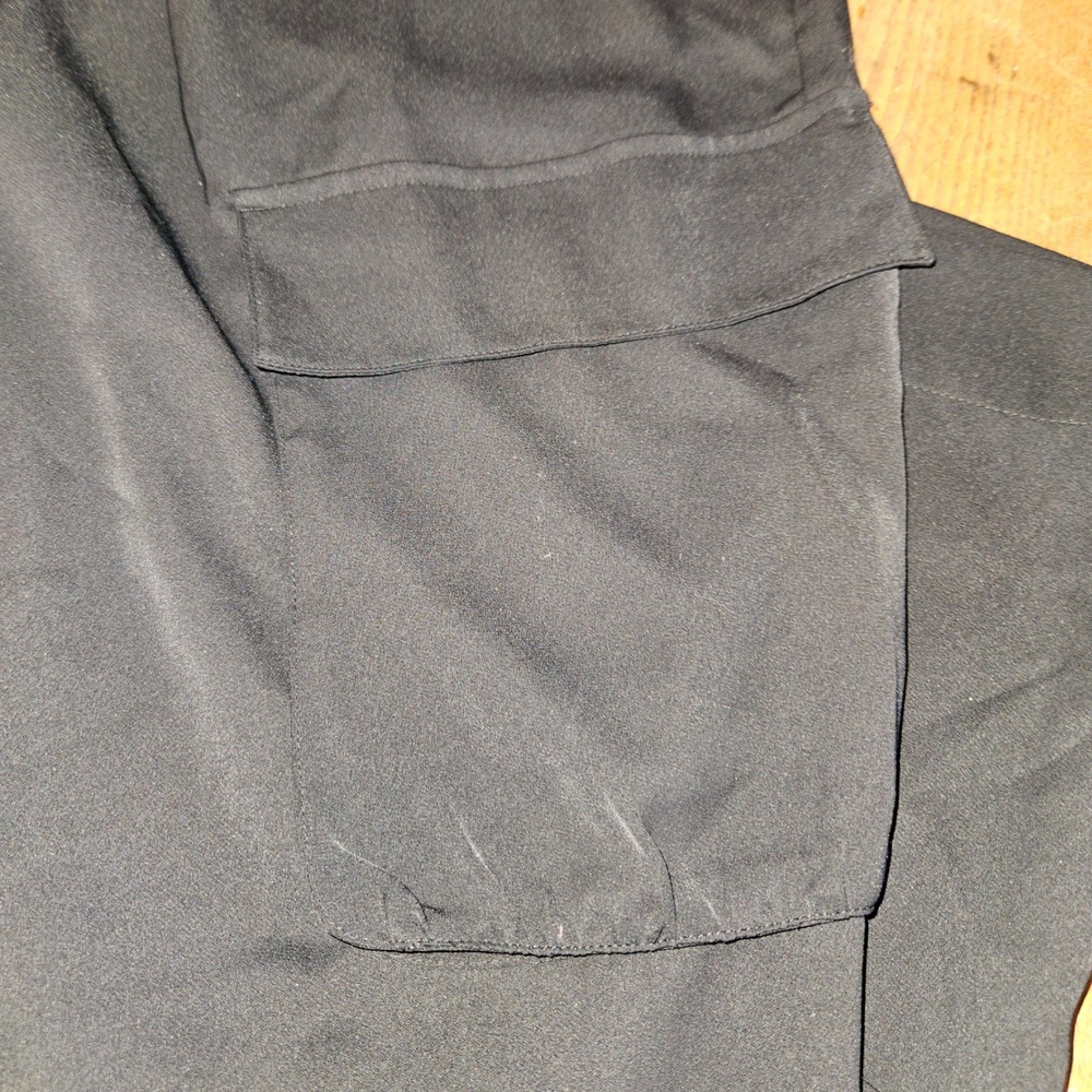 The Drop x @kelclight Black Satin Wide Leg Cargo Pants XL Drawstring Waist - Picture 7 of 9